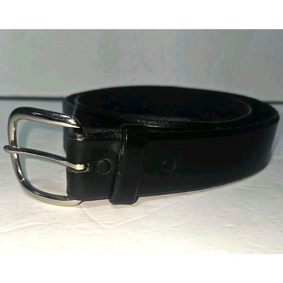 Silver Creek Collection Black Leather Belt 38 Solud Pattern USA - Picture 1 of 11